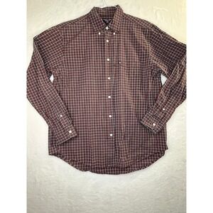 Ralph Lauren Jeans Co Button Down Shirt Mens M Red White Grid Check Excellent